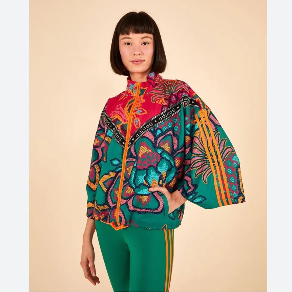 adidas Floral Bomber Jacket in Teal, Pink & Orange